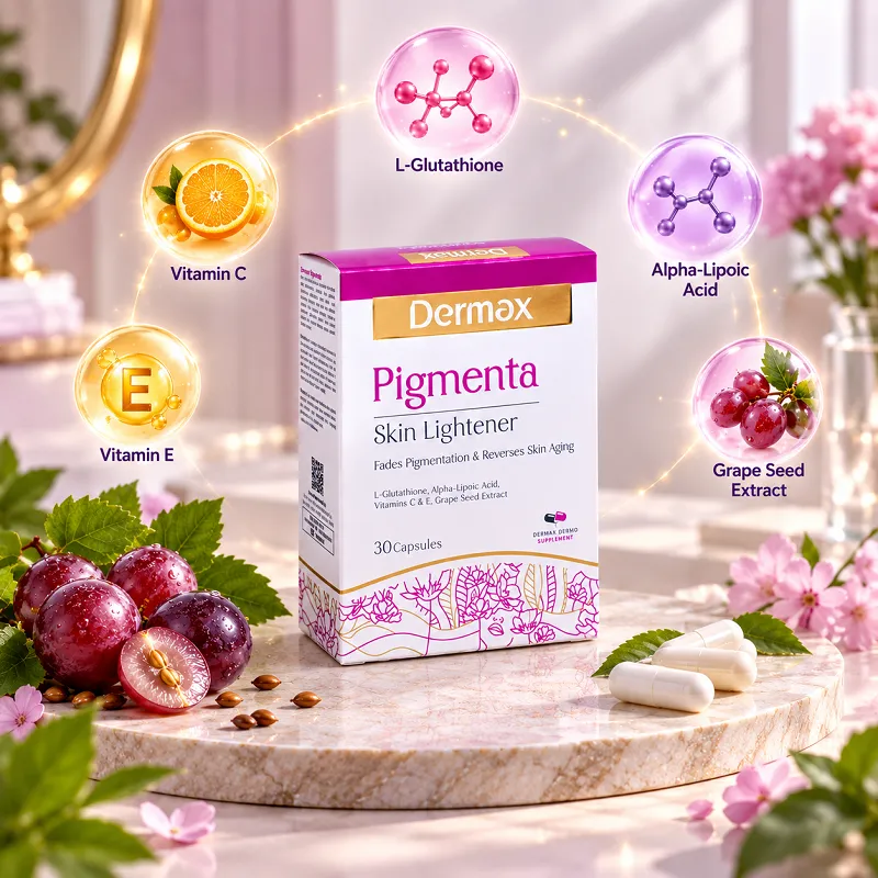 قرص پیگمنتا Dermax Pigmenta مکمل پوستی حاوی گلوتاتیون و آنتی‌ اکسیدان‌ ها