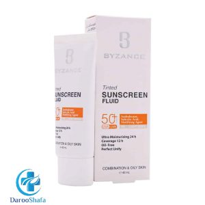 فلوئید ضد آفتاب رنگی SPF50 پوست چرب و مختلط بژ روشن بیزانس