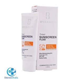 فلوئید ضد آفتاب رنگی SPF50 پوست چرب و مختلط بژ طبیعی بیزانس