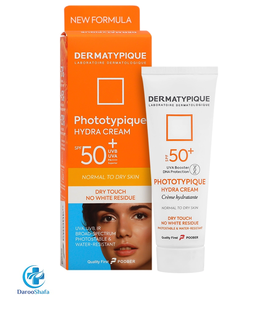 کرم ضد آفتاب بی رنگ SPF50 پوست خشک فتوتیپیک درماتیپیک