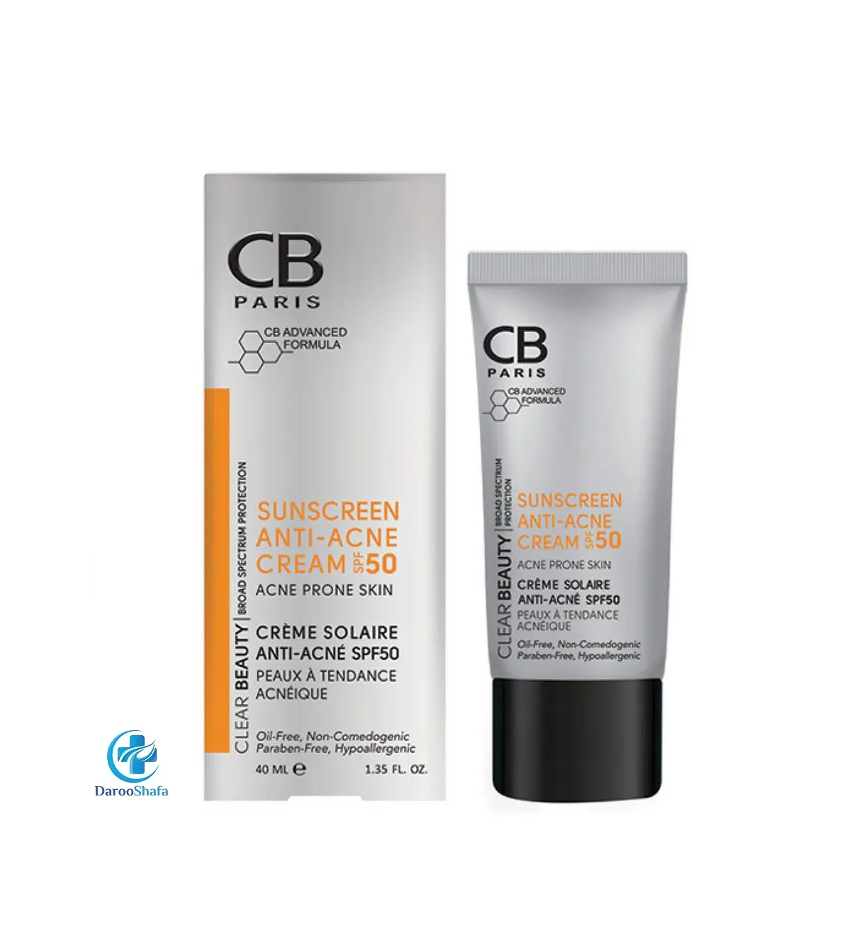 کرم ضدآفتاب و ضدجوش بی رنگ SPF50 سی بی