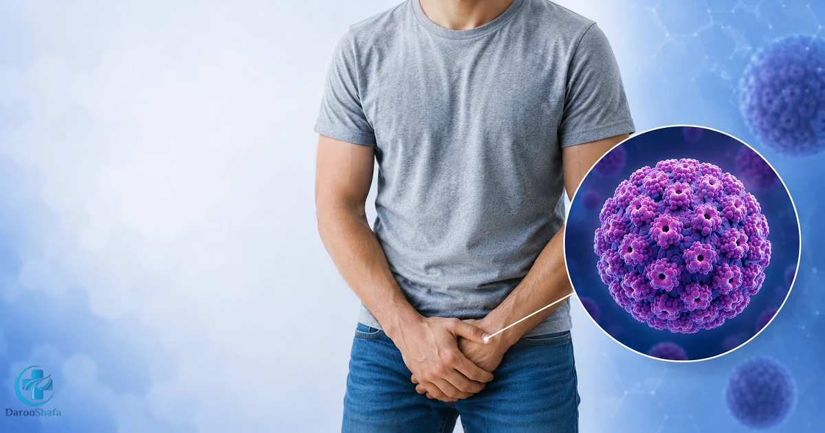 تصویر مفهومی زگیل تناسلی ناشی از ویروس HPV در مردان