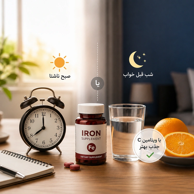 بهترین زمان مصرف قرص آهن برای جذب بهتر همراه با آب و ویتامین C