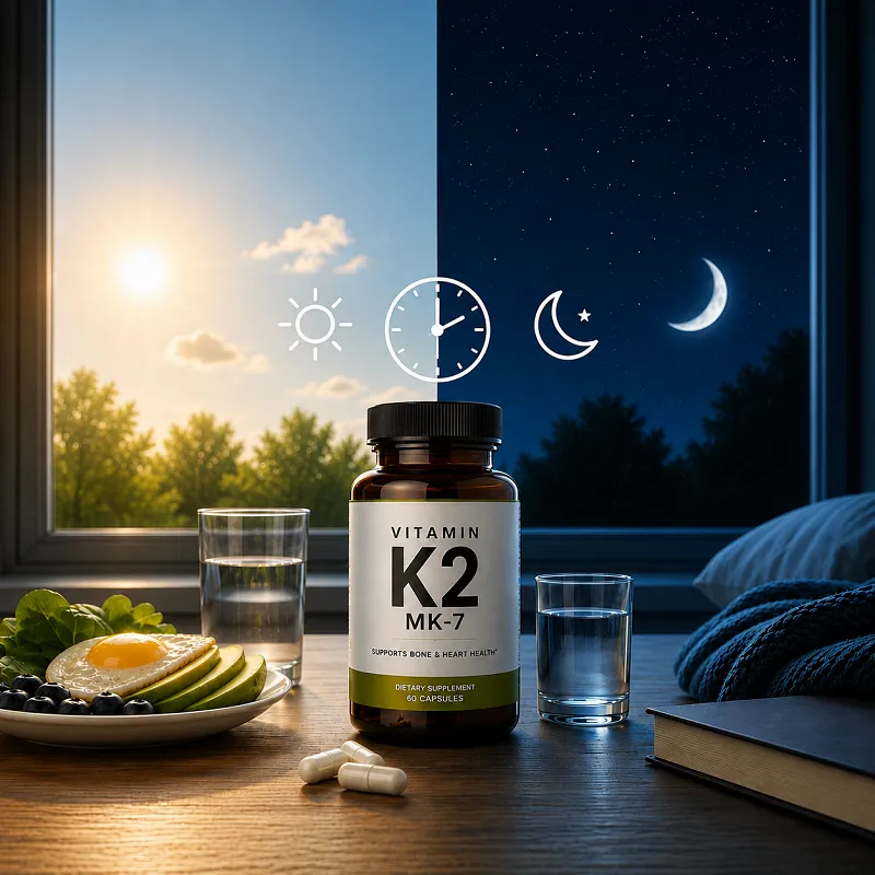 مقایسه مصرف ویتامین K2 در صبح و شب برای انتخاب بهترین زمان مصرف