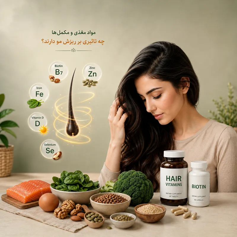 تأثیر ویتامین‌ ها، مواد مغذی و مکمل‌ ها بر ریزش مو