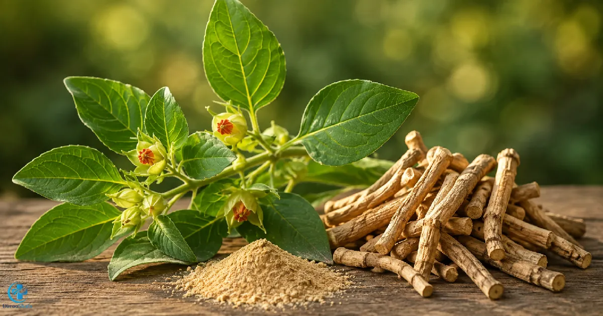 گیاه آشواگاندا به همراه ریشه و پودر آشواگاندا