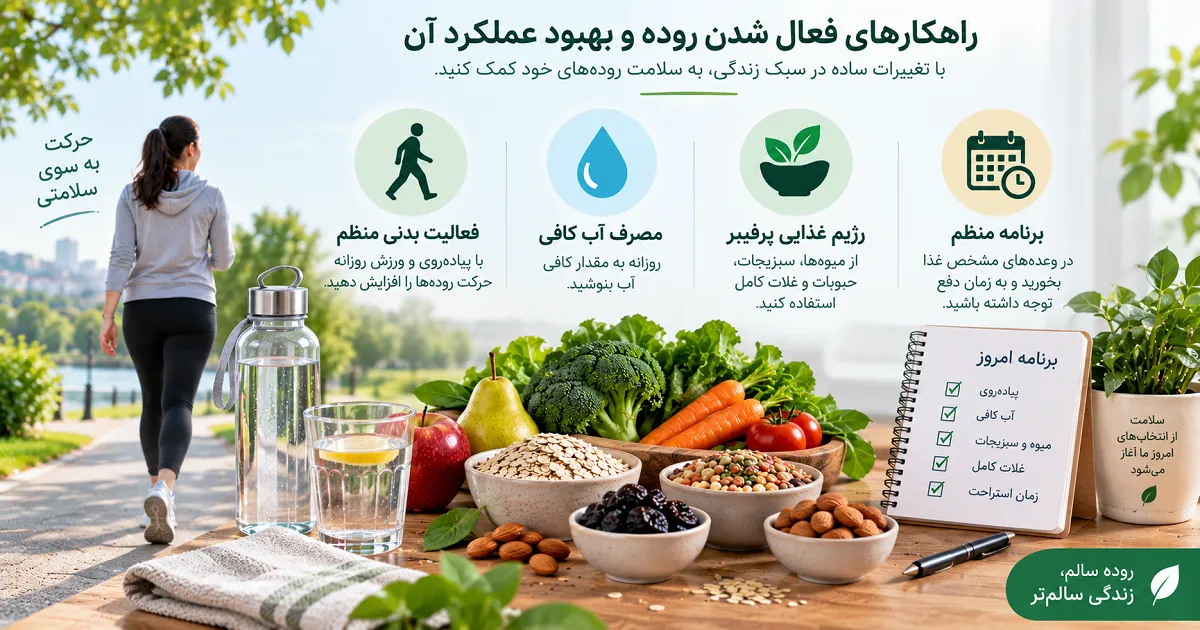پیاده روی، مصرف آب و غذای پرفیبر برای بهبود عملکرد روده