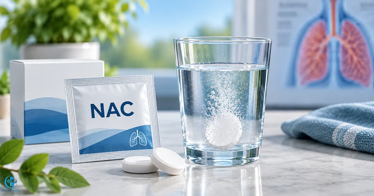 قرص جوشان استیل سیستئین NAC حل شده در آب برای کمک به رقیق شدن خلط